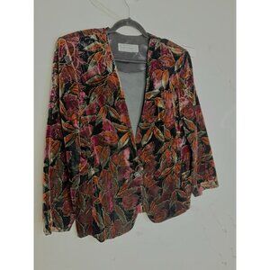 VTG Norton McNaughton Velvet Blazer Sz 8 Gold Threads Burgandy Fall Holidays